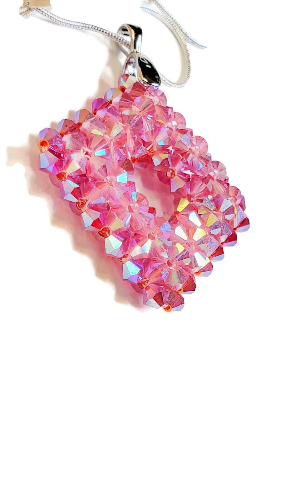Fuchsia Pink Crystal Necklace Reversible Valentine's day