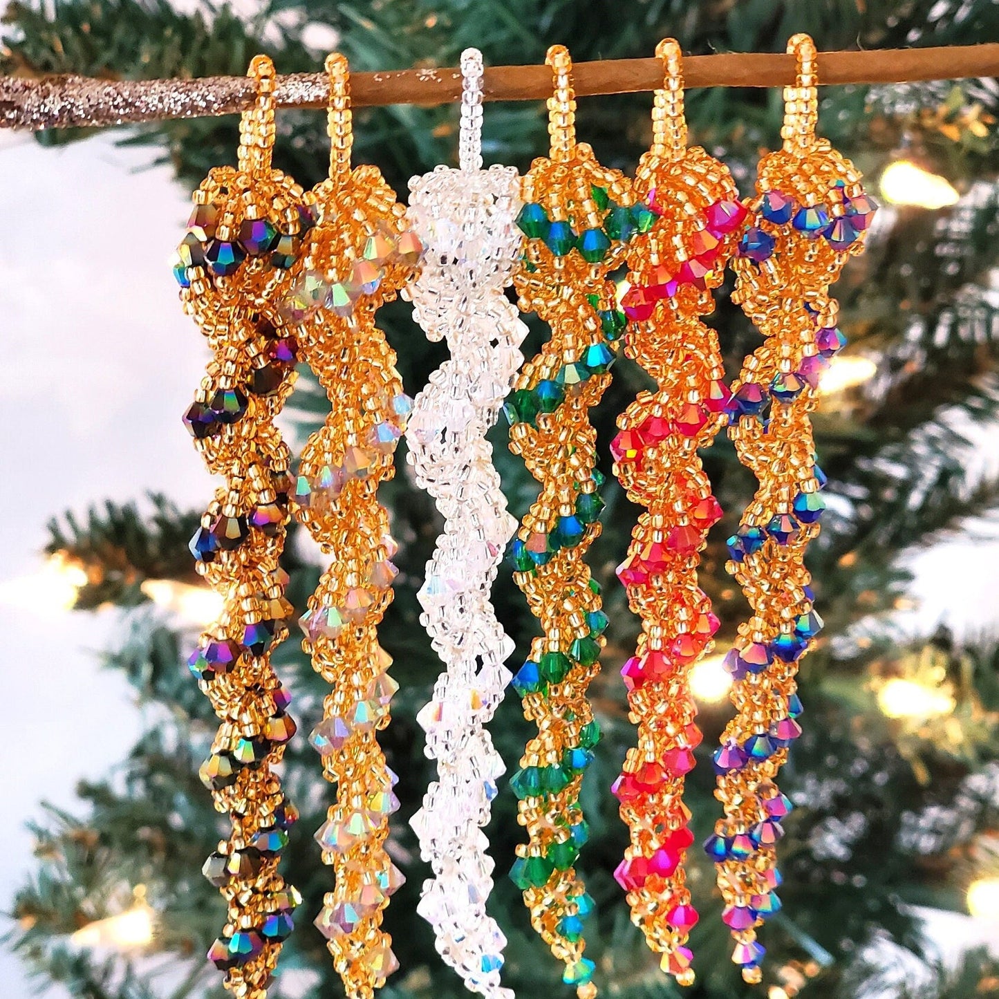 Christmas Tree, Crystal Icicle Ornament, Christmas Crystal Icicle, Tree Beaded Ornaments, Spiral Tree Ornament