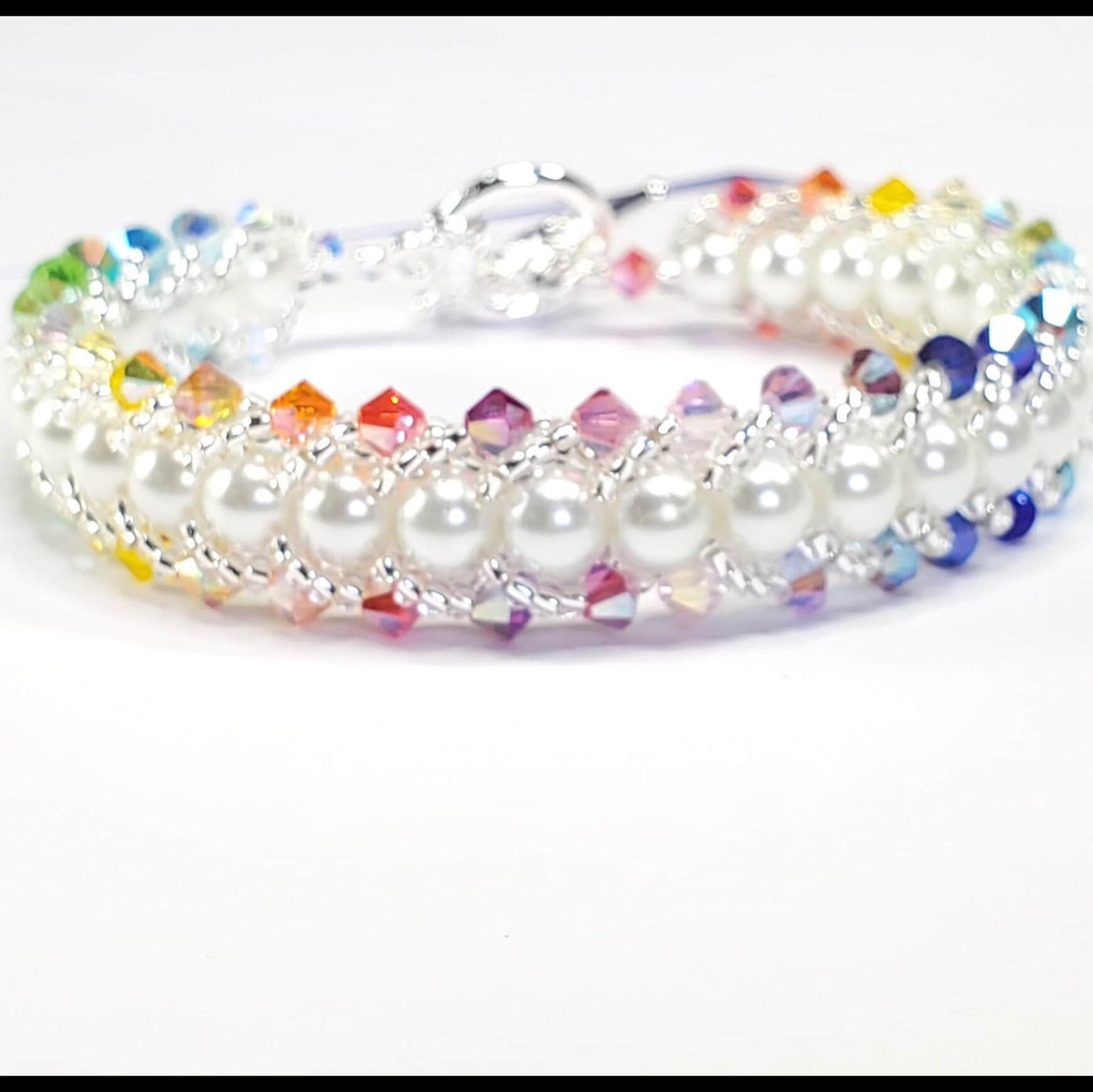 Flat Spiral Bracelet Kit, Multi Rainbow Crystal and Glass Pearl Beaded Bracelet Kit, Beaded Bracelet Beadweaving Kit, Bracelet Making Kit