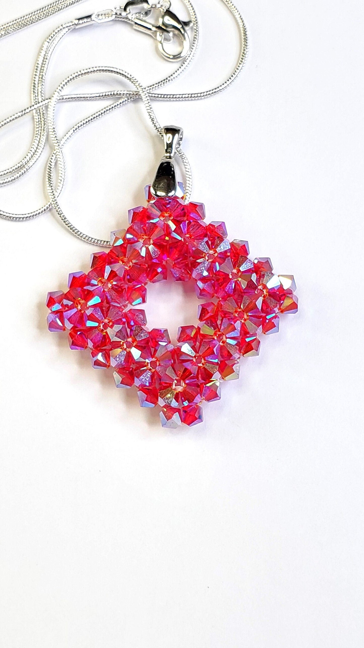 Fuchsia Pink Crystal Necklace Reversible Valentine's day