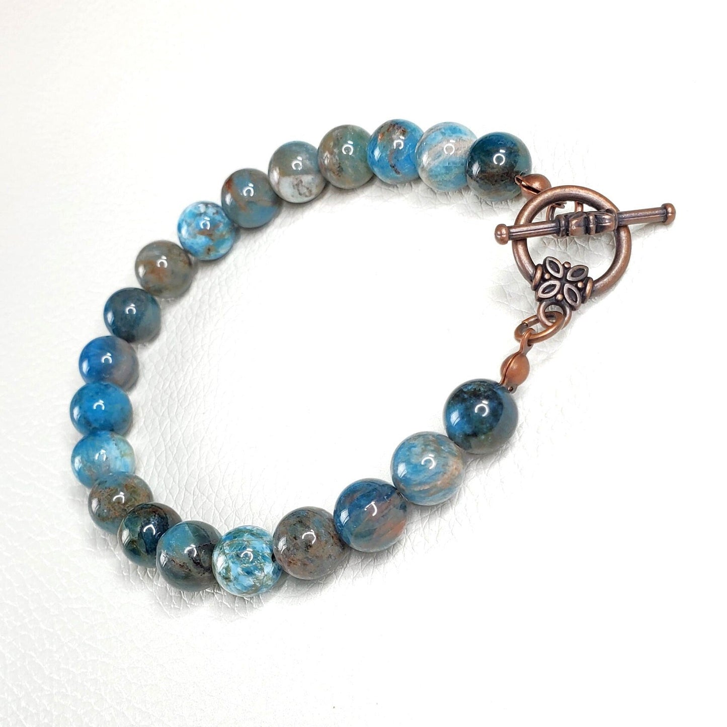Natural Apatite Bracelet Apatite Wire Bracelet Blue Apatite Bracelet