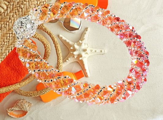Crystal Bracelet Orange Peach Preciosa Crystal Spiral Bracelet