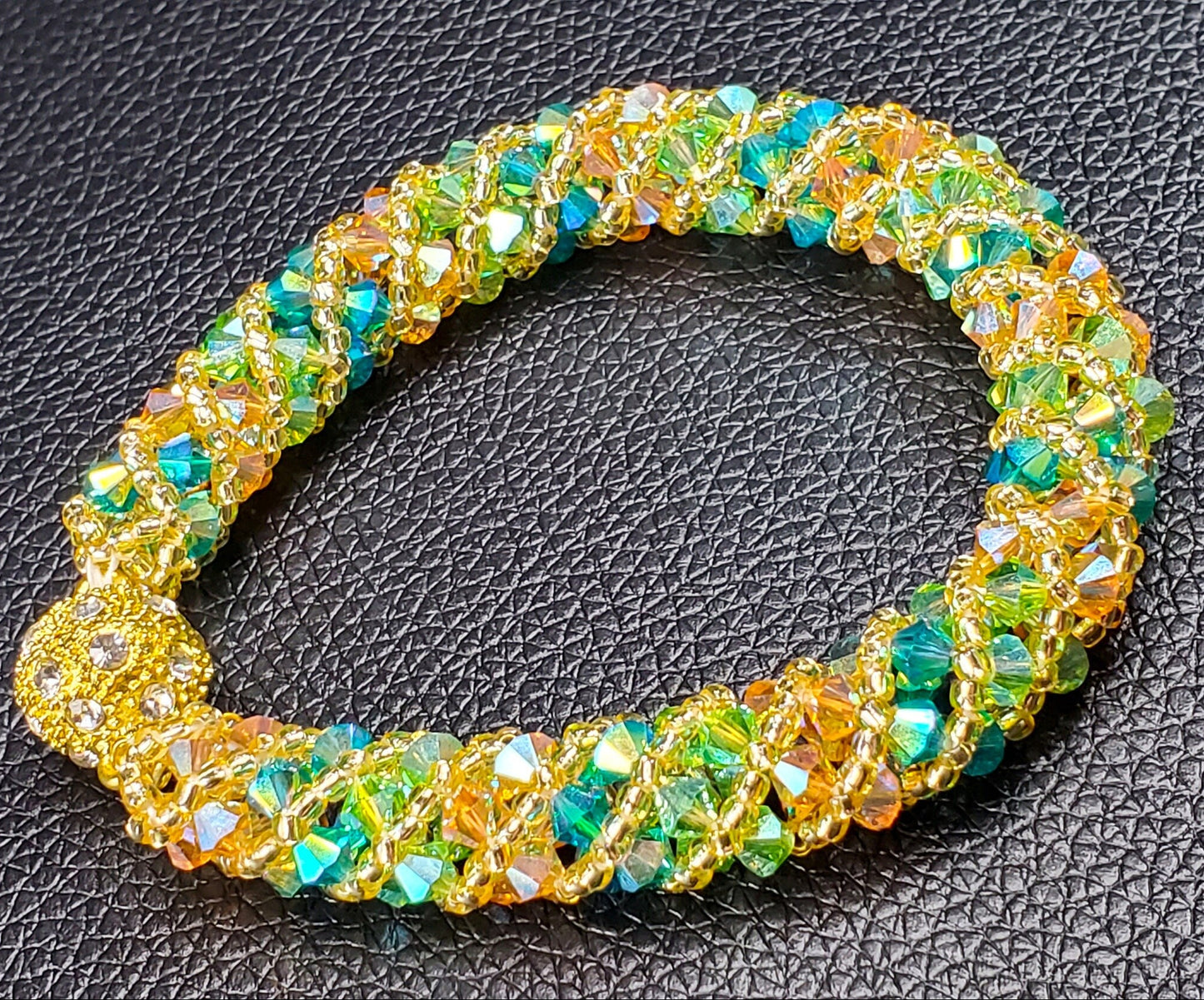 Tropical Citrus Punch Crystal Bracelet Preciosa Crystal Russian Spiral Bracelet