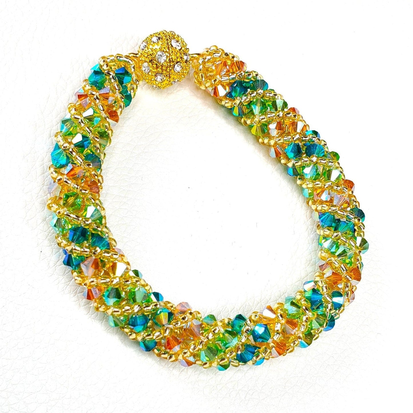 Tropical Citrus Punch Crystal Bracelet Preciosa Crystal Russian Spiral Bracelet