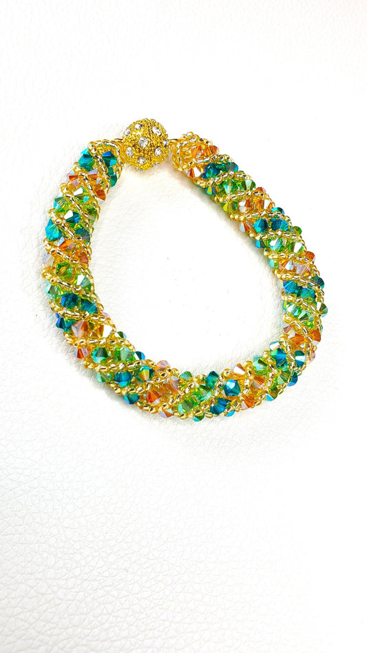 Tropical Citrus Punch Crystal Bracelet Preciosa Crystal Russian Spiral Bracelet
