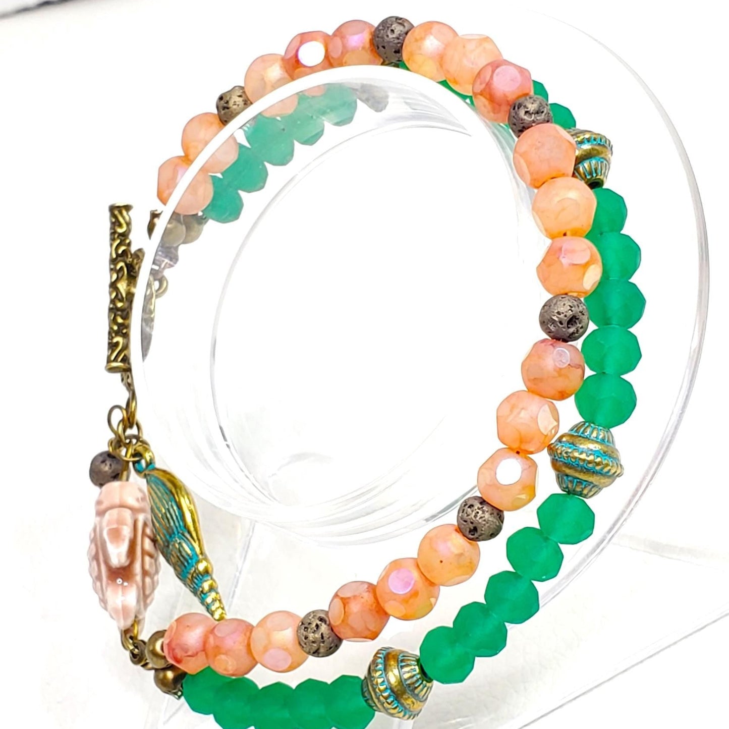 Sea Shell Sea Turtle Toggle Charm Bracelet