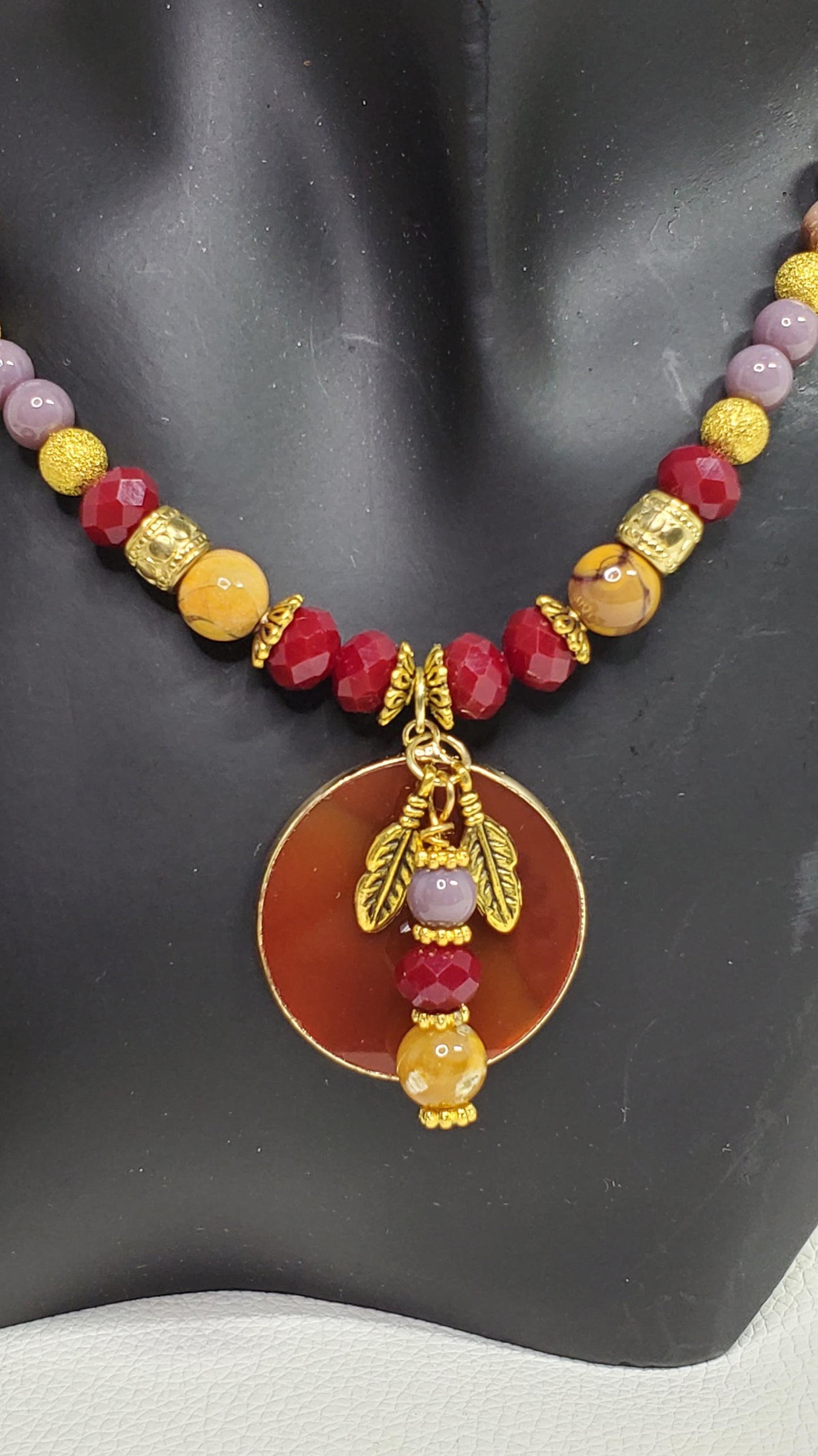 Mookaite & Carnelian Gemstone Necklace Set