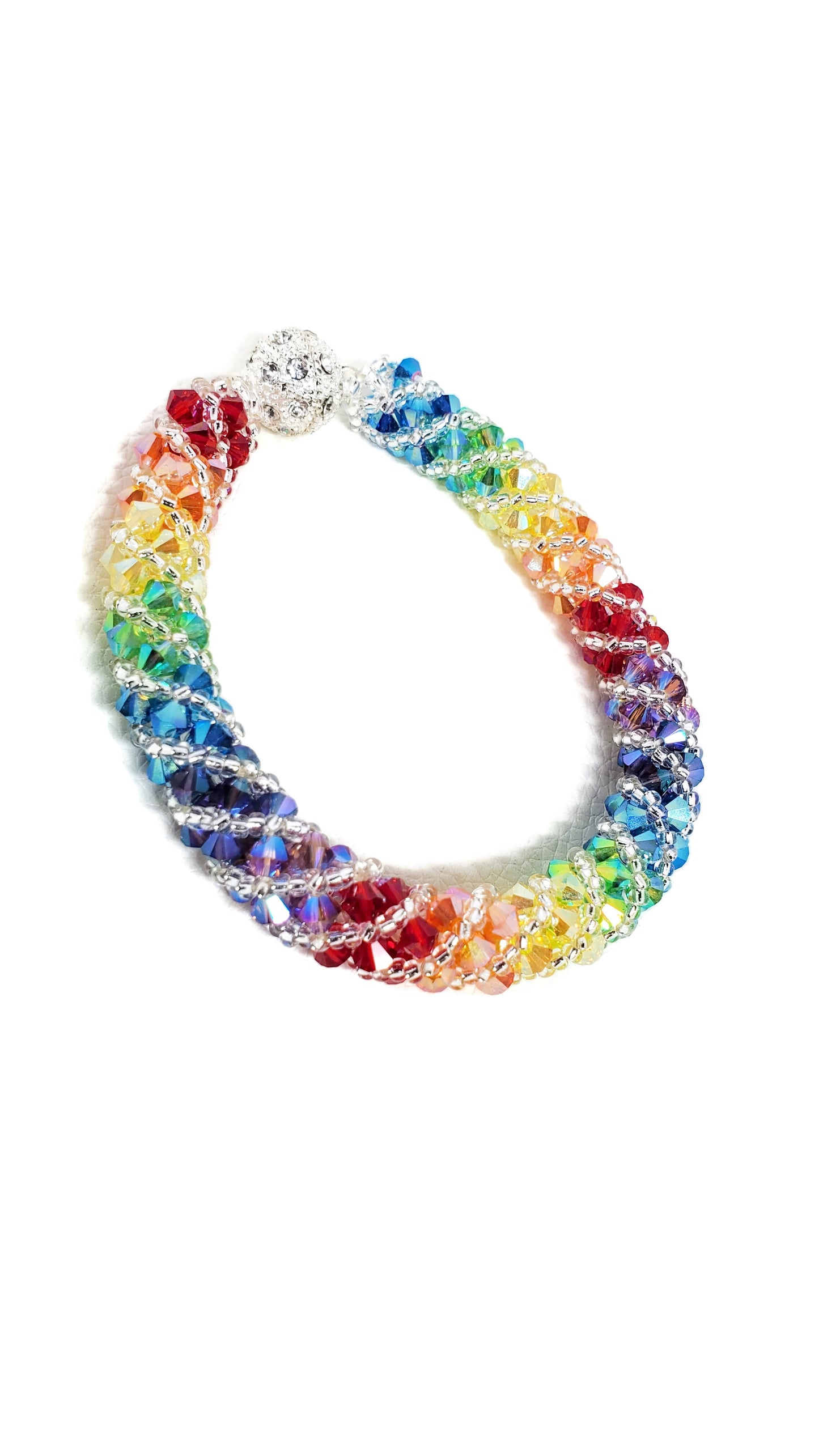 Rainbow Spiral Rhinestone Crystal 7 Chakra Statement Bracelet, Statement Jewelry, Crystal Bracelet, Handmade Chakra Bracelet