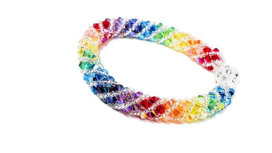 Rainbow Spiral Rhinestone Crystal 7 Chakra Statement Bracelet, Statement Jewelry, Crystal Bracelet, Handmade Chakra Bracelet