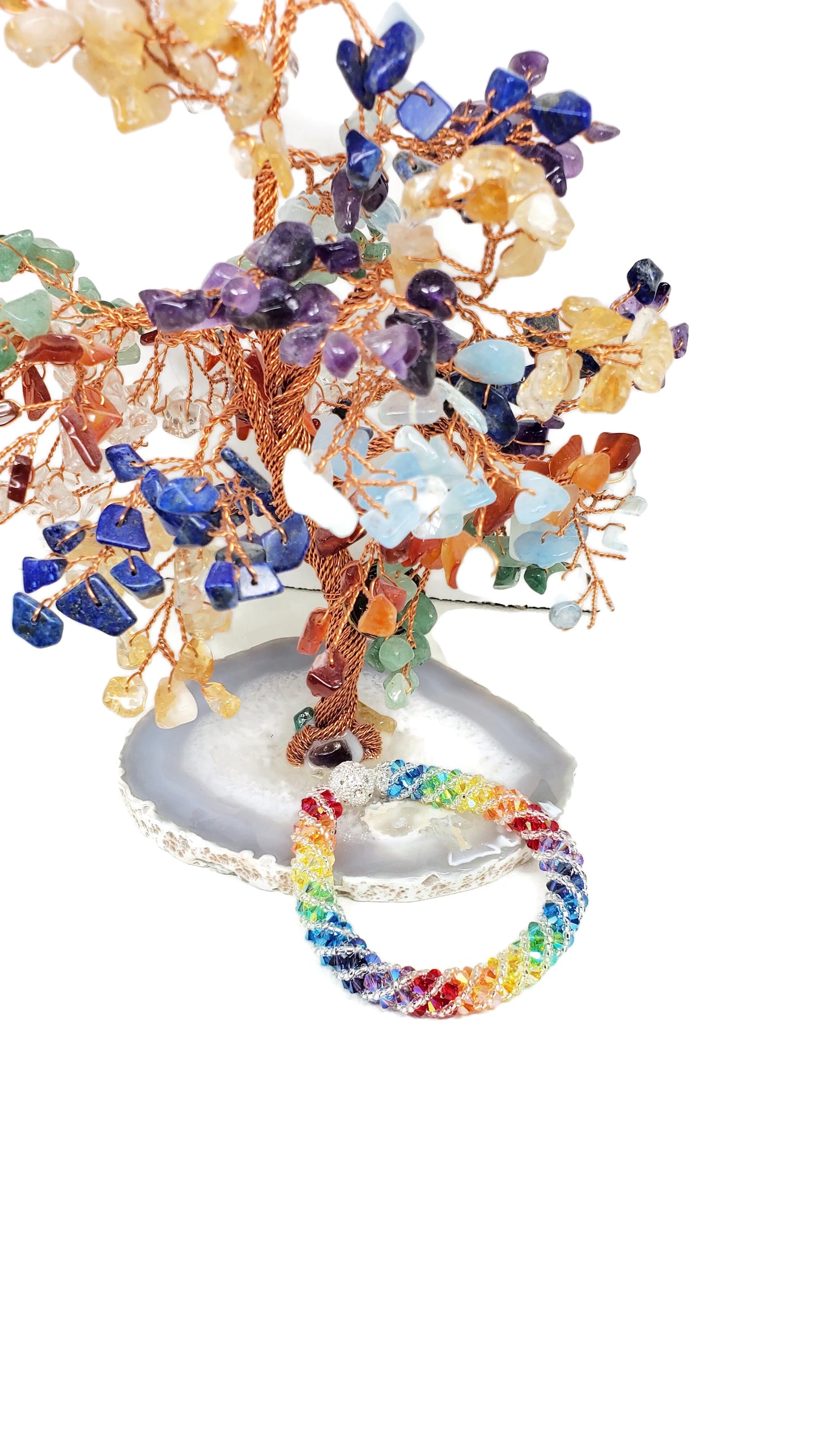 Rainbow Spiral Rhinestone Crystal 7 Chakra Statement Bracelet, Statement Jewelry, Crystal Bracelet, Handmade Chakra Bracelet