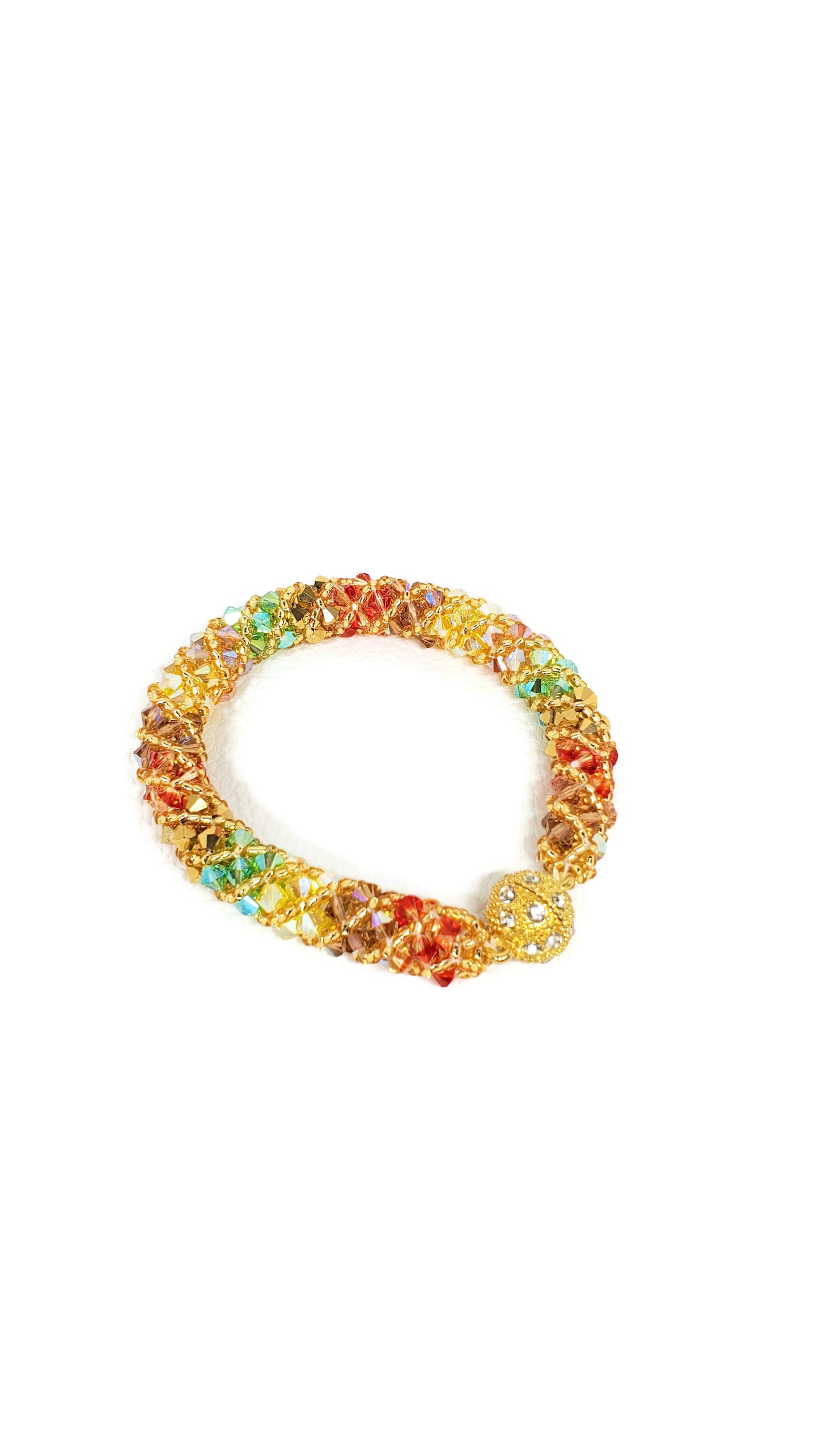Handmade Autumn Bracelet – Colorful Crystal & Rhinestone Jewelry – Fall Accessory - Colorful Fall Jewelry - Crystal Beaded Jewelry