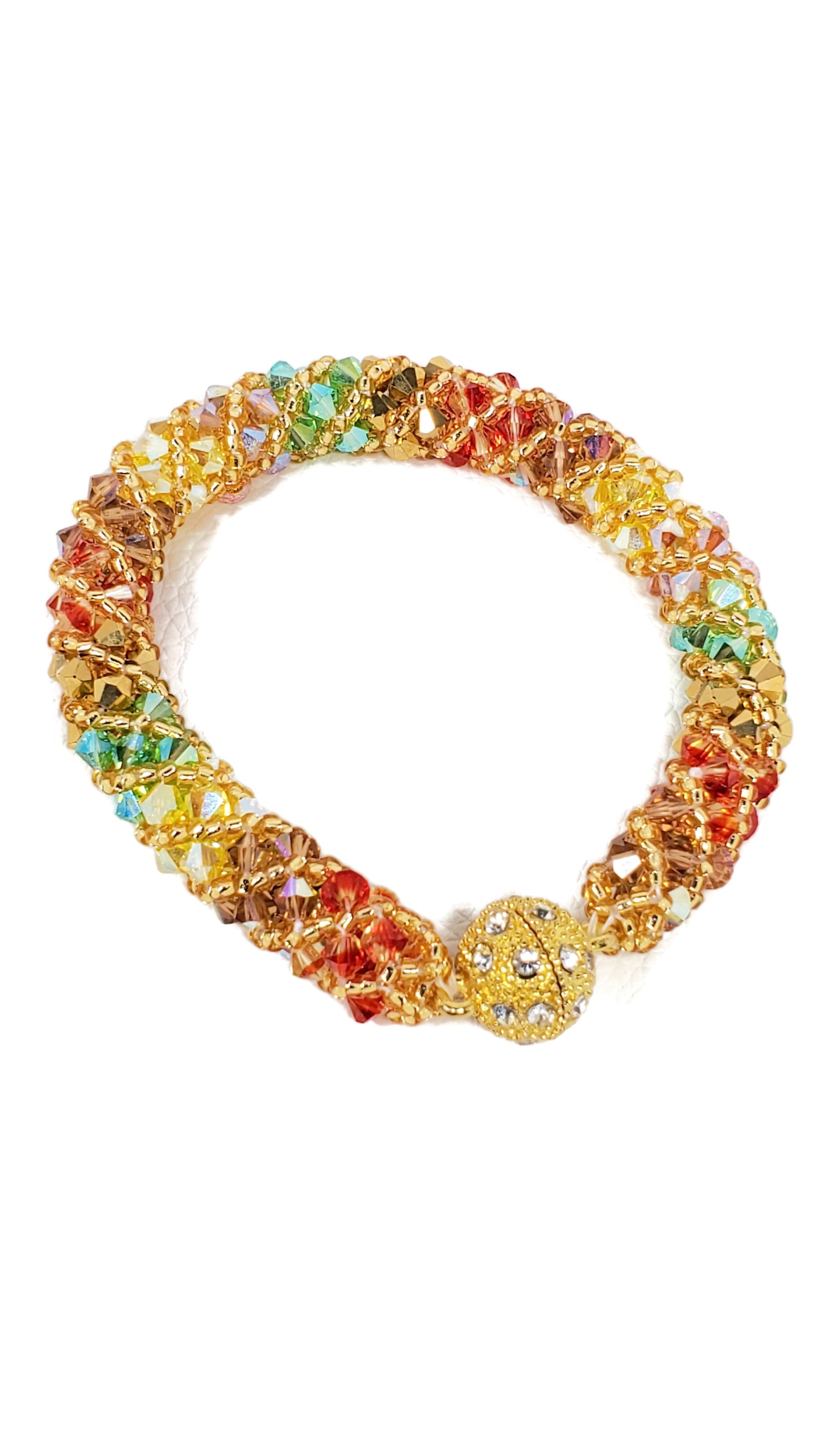 Handmade Autumn Bracelet – Colorful Crystal & Rhinestone Jewelry – Fall Accessory - Colorful Fall Jewelry - Crystal Beaded Jewelry