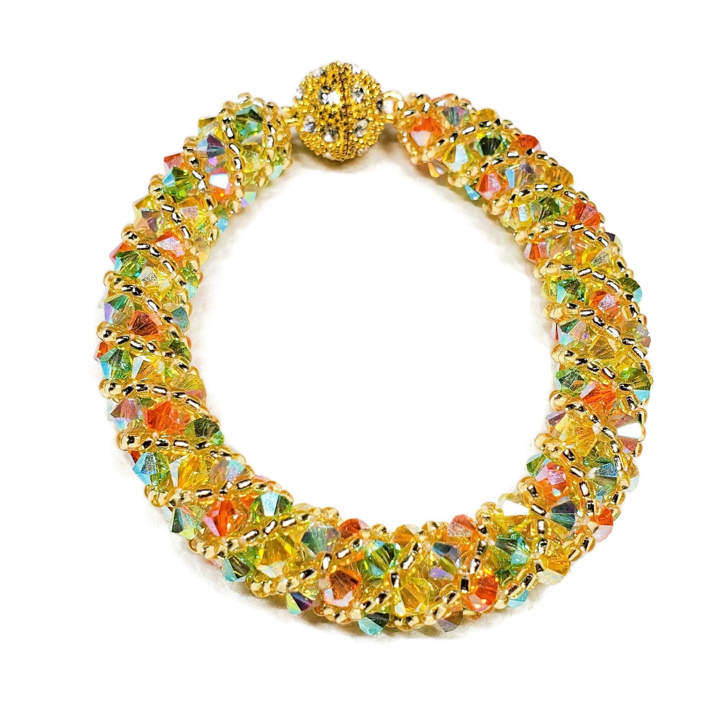 Multicolor Swarovski Beaded Bracelet, Luxury Sparkle Jewelry, Handmade Statement Bracelet, Gift for Her