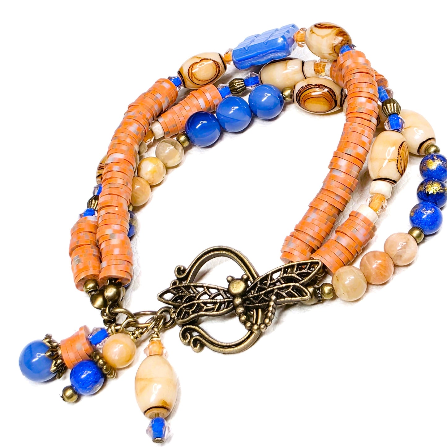 Boho Orange Blue Wrap Bracelet