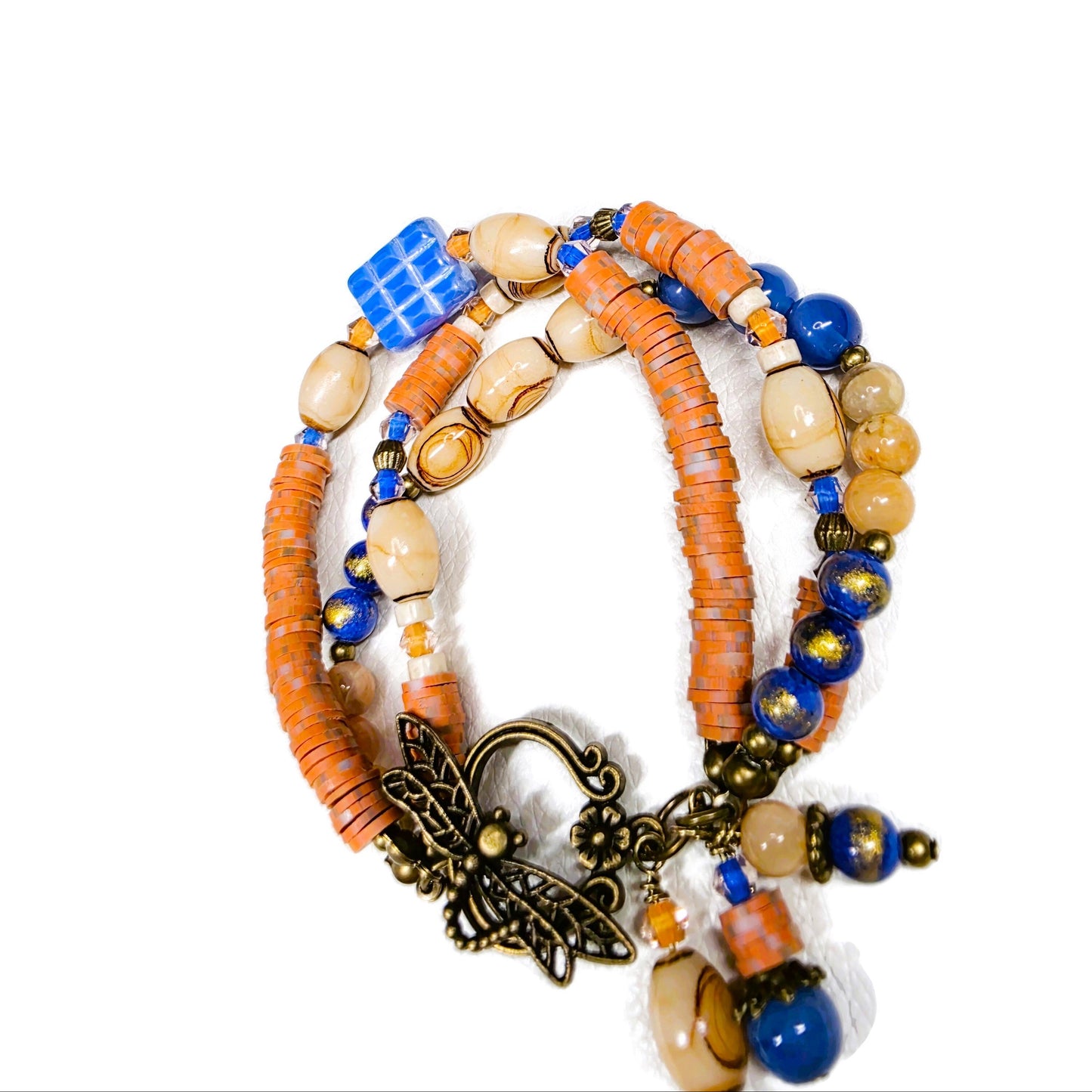Boho Orange Blue Wrap Bracelet