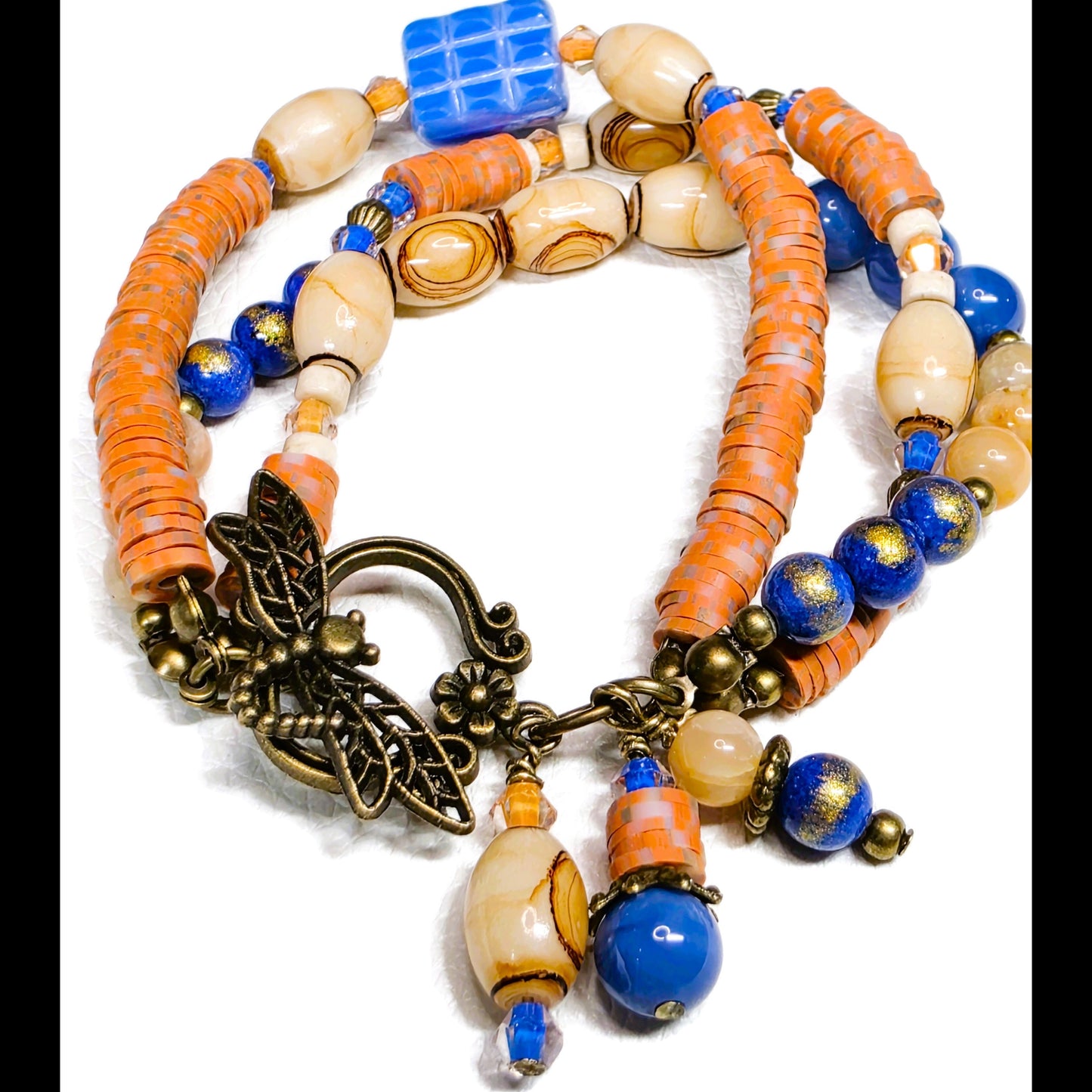 Boho Orange Blue Wrap Bracelet