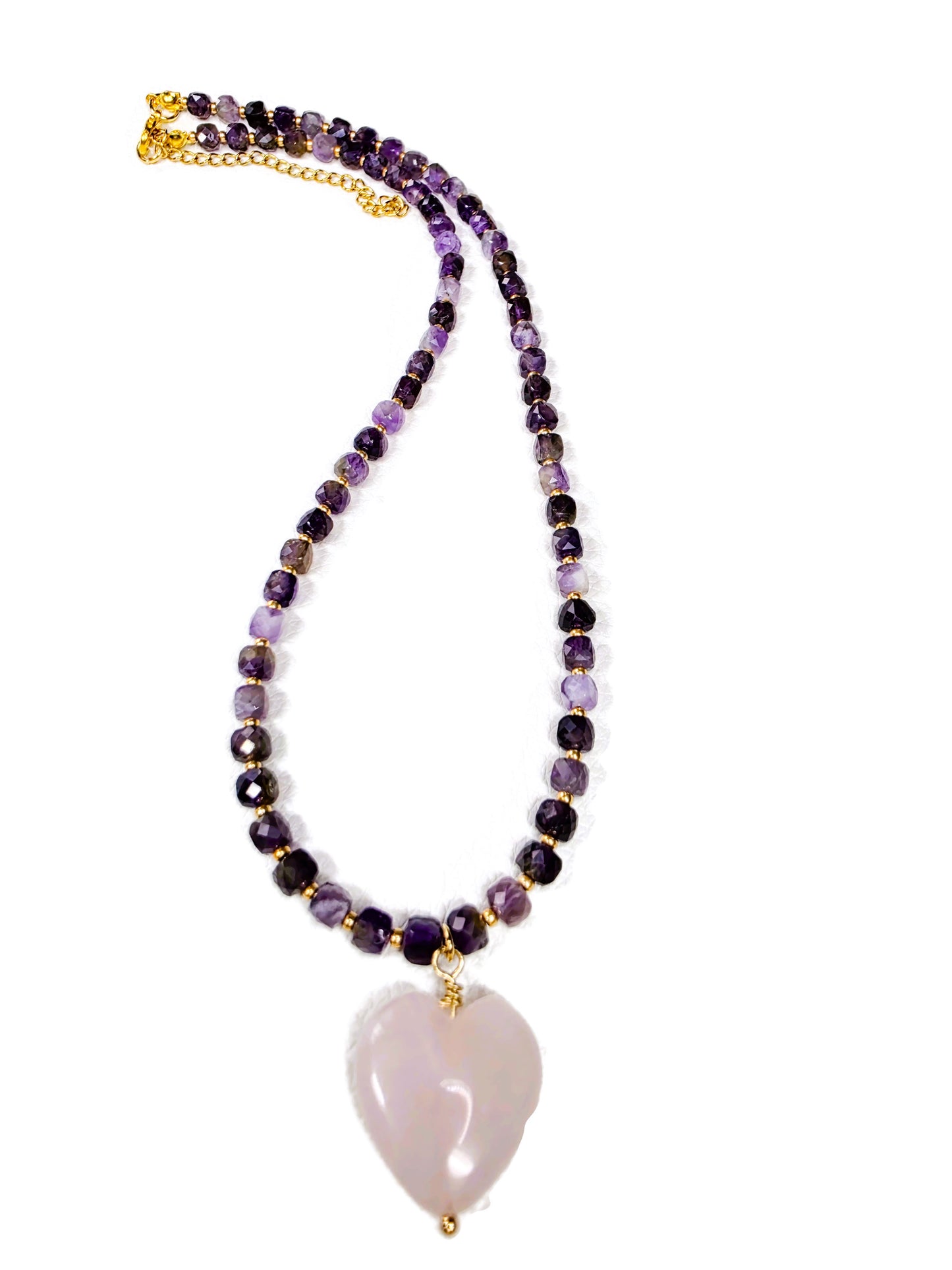 Amethyst & Rose Quartz Heart Necklace