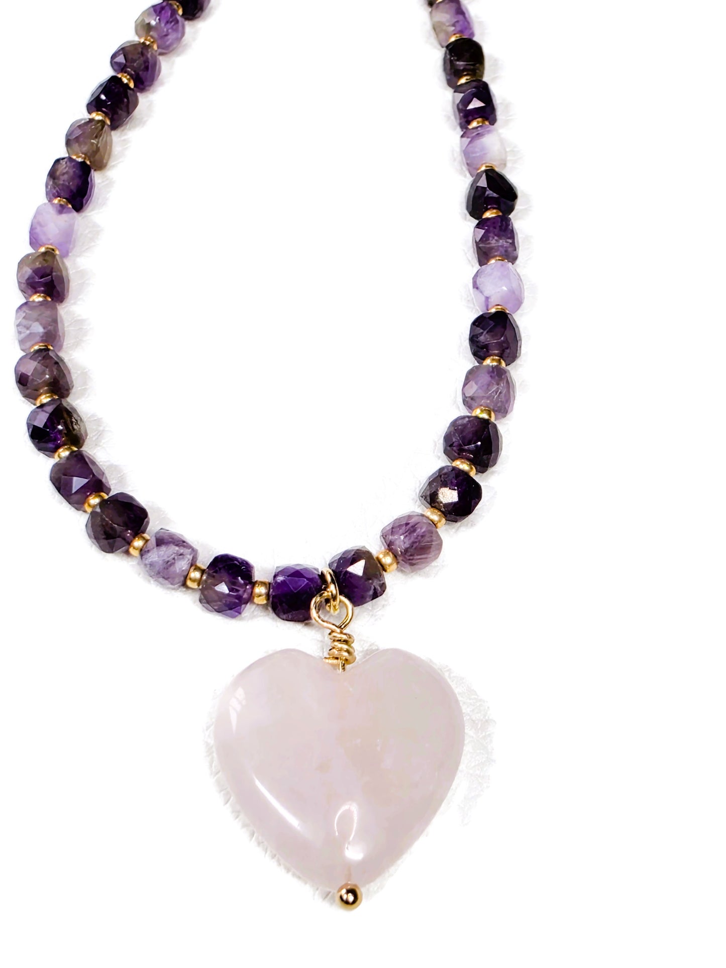 Amethyst & Rose Quartz Heart Necklace