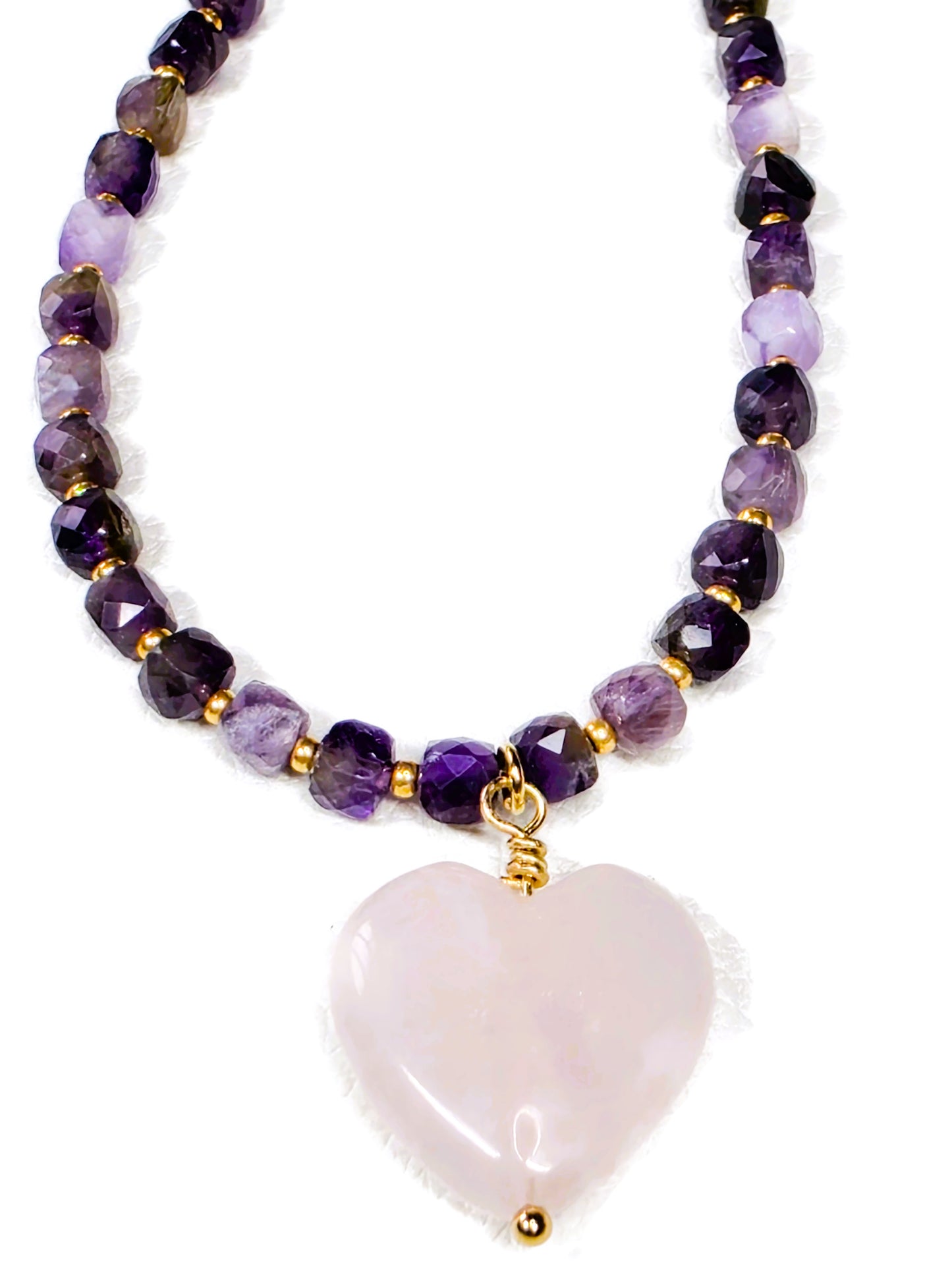 Amethyst & Rose Quartz Heart Necklace