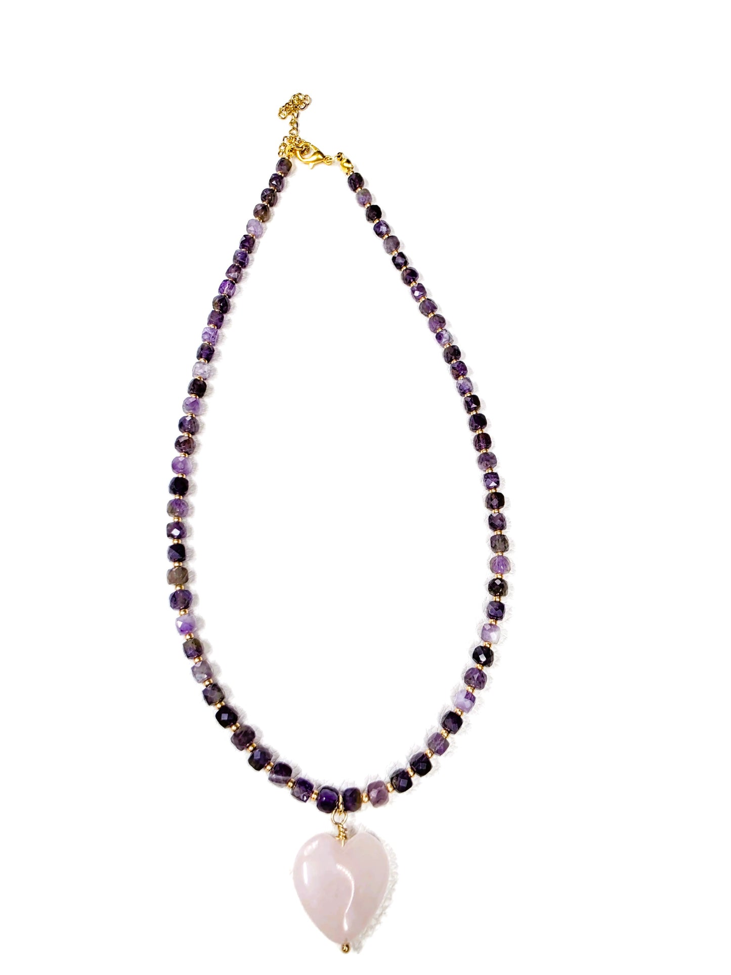 Amethyst & Rose Quartz Heart Necklace