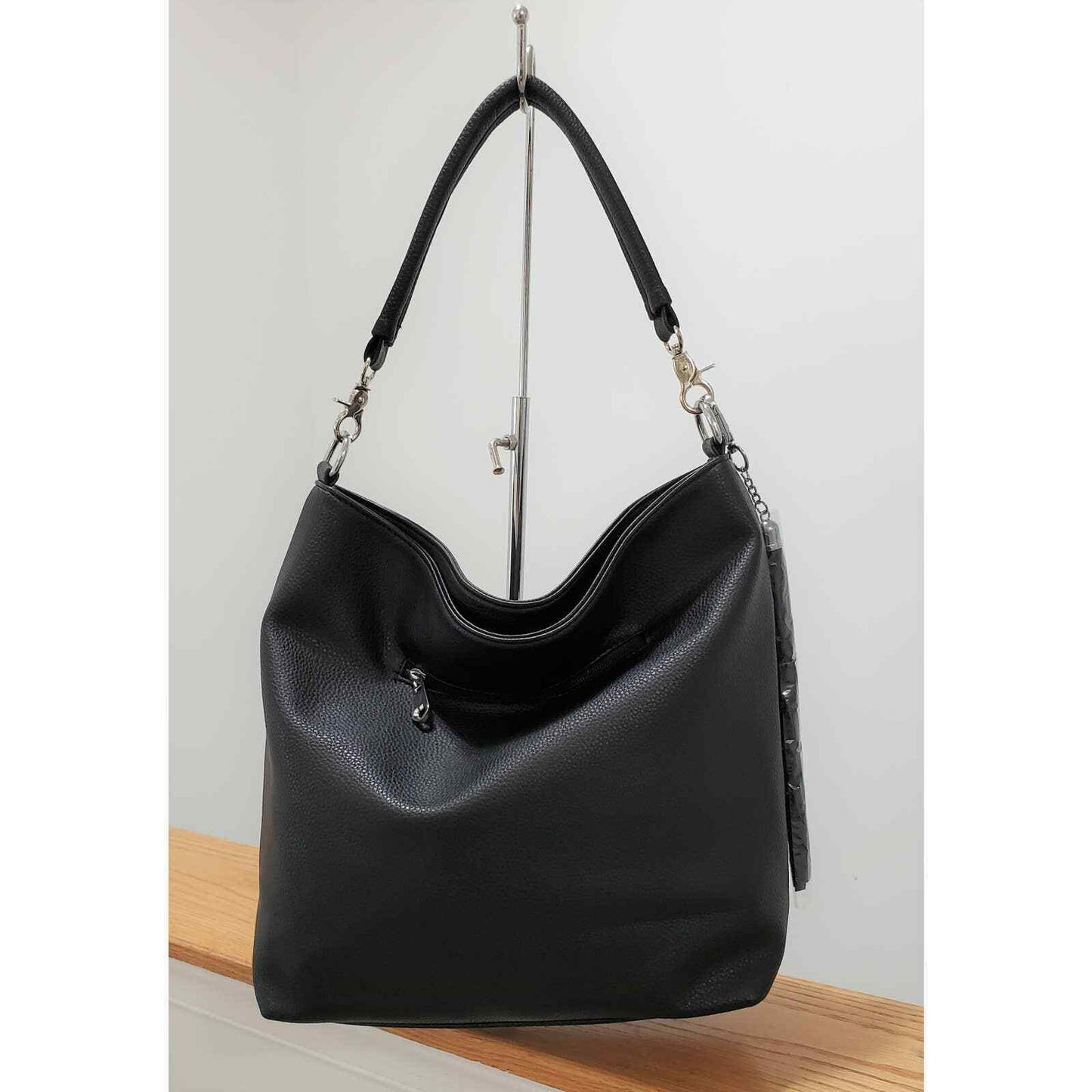 Black Rhinestone Floral Design Hobo